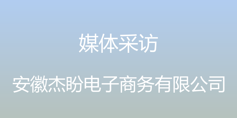 媒体采访 - 安徽杰盼电子商务有限公司