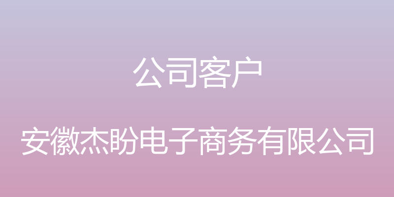 公司客户 - 安徽杰盼电子商务有限公司