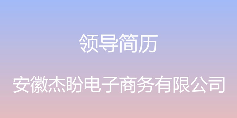 领导简历 - 安徽杰盼电子商务有限公司